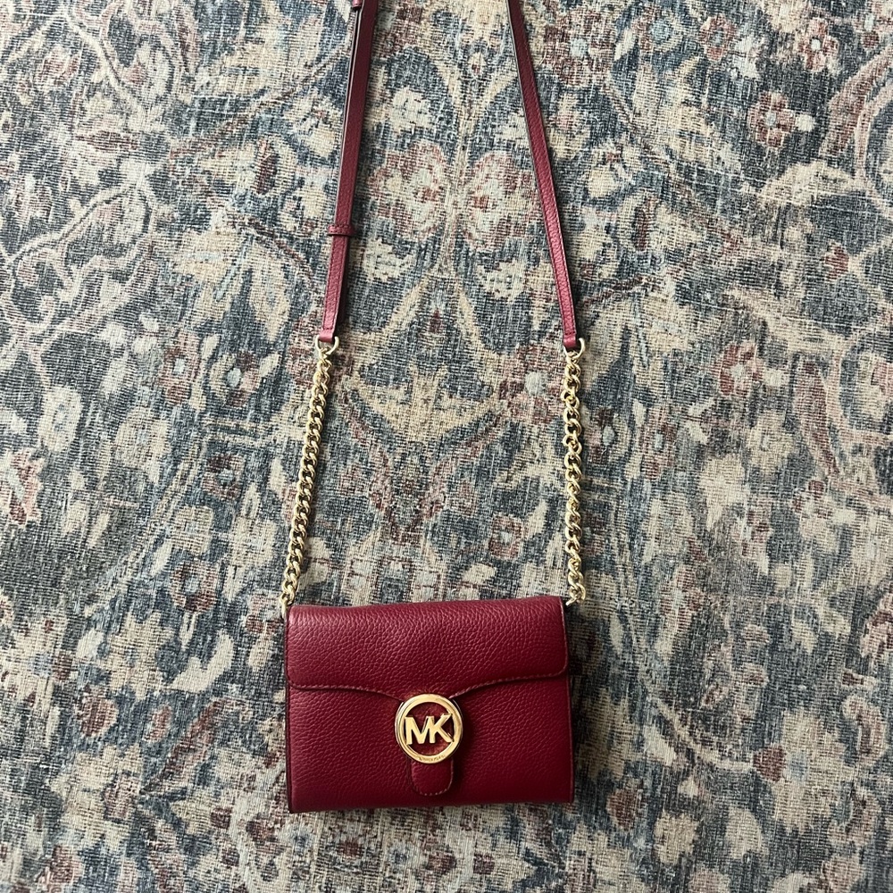 Michael Kors Red Crossbody Bag with Gold Accents